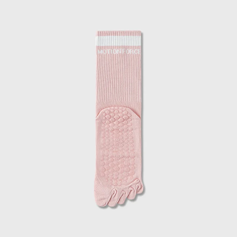 Olivenorma Secure-Fit Fünf-Zehen-Socken mit rutschfestem, kontrastfarbenem Bündchen für Damen – Yoga-Socken
