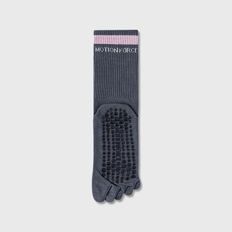 Olivenorma Secure-Fit Fünf-Zehen-Socken mit rutschfestem, kontrastfarbenem Bündchen für Damen – Yoga-Socken