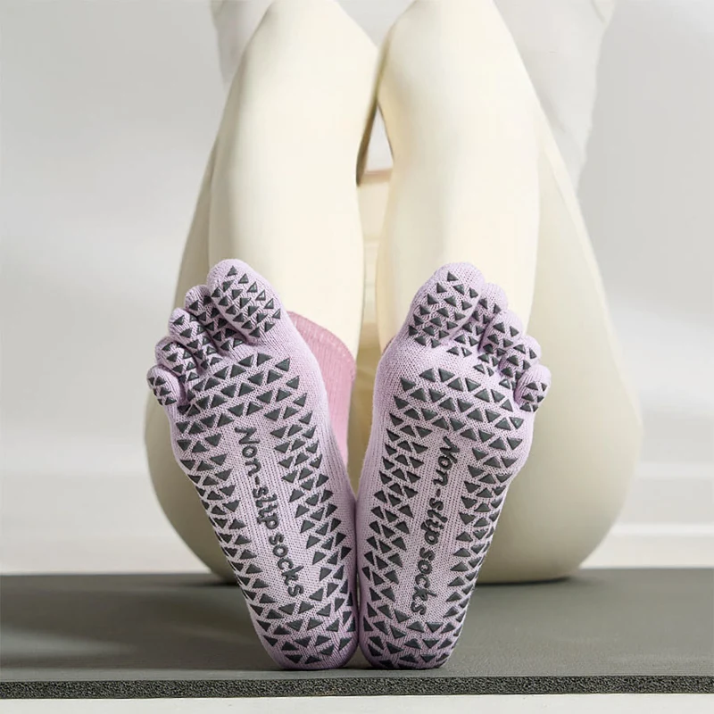 Olivenorma Stylische Batik-Zehensocken mit rutschfester Oberfläche für Indoor-Workouts, Damen-Yogasocken