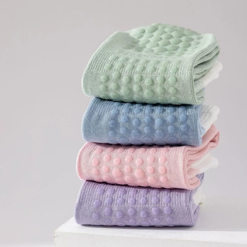Olivenorma Zweifarbige, knöchellange, rutschfeste Yoga-Socken mit Silikonnoppen für Damen