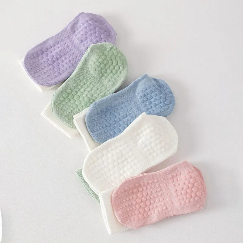 Olivenorma Zweifarbige, knöchellange, rutschfeste Yoga-Socken mit Silikonnoppen für Damen