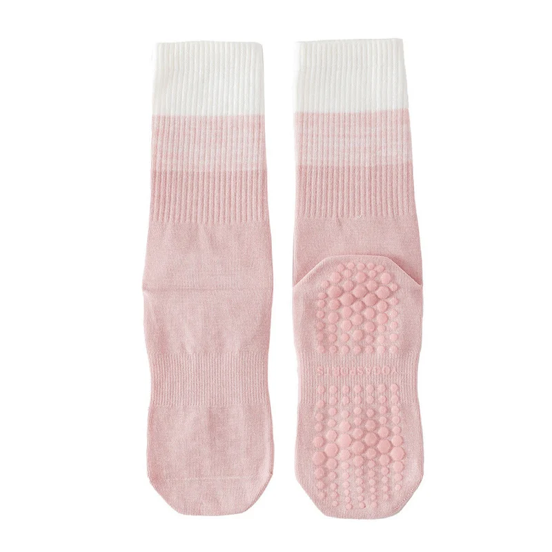 Olivenorma Zweifarbige, knöchellange, rutschfeste Yoga-Socken mit Silikonnoppen für Damen