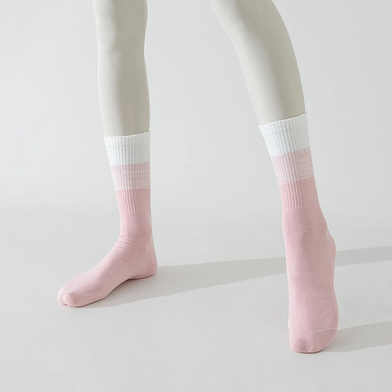 Olivenorma Zweifarbige, knöchellange, rutschfeste Yoga-Socken mit Silikonnoppen für Damen