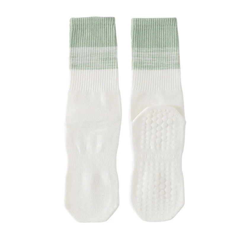 Olivenorma Zweifarbige, knöchellange, rutschfeste Yoga-Socken mit Silikonnoppen für Damen