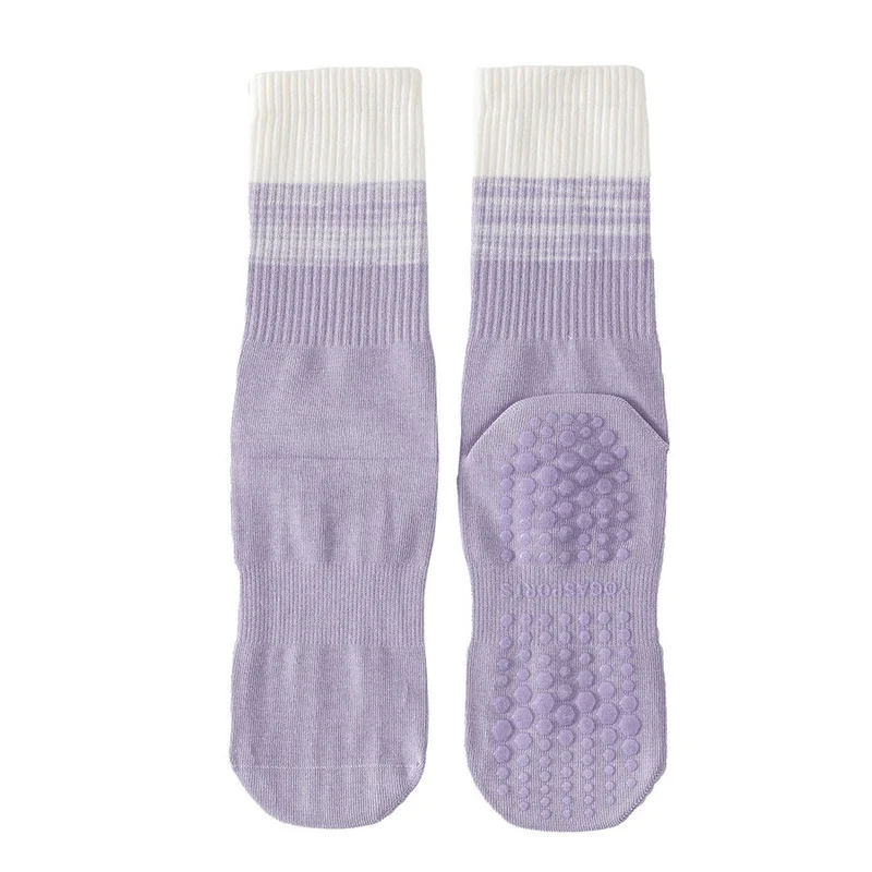 Olivenorma Zweifarbige, knöchellange, rutschfeste Yoga-Socken mit Silikonnoppen für Damen