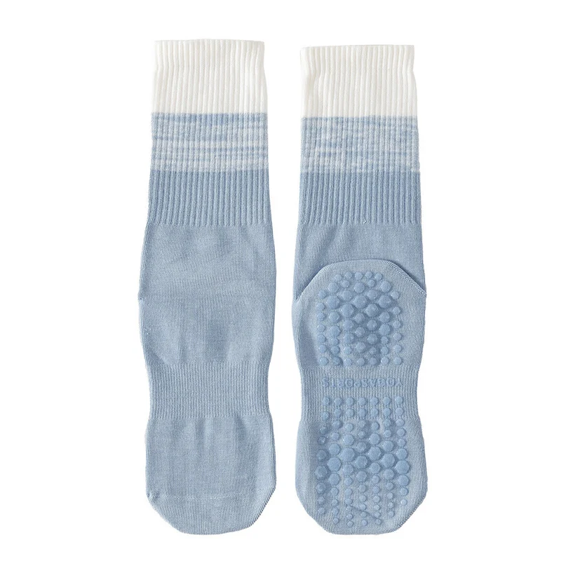 Olivenorma Zweifarbige, knöchellange, rutschfeste Yoga-Socken mit Silikonnoppen für Damen