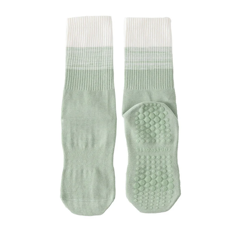 Olivenorma Zweifarbige, knöchellange, rutschfeste Yoga-Socken mit Silikonnoppen für Damen