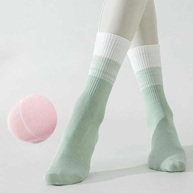 Olivenorma Zweifarbige, knöchellange, rutschfeste Yoga-Socken mit Silikonnoppen für Damen