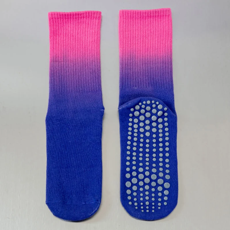 Olivenorma Yoga-Socken für Damen, Crew-Länge, rutschfest, mit Silikonsohle und Farbverlauf