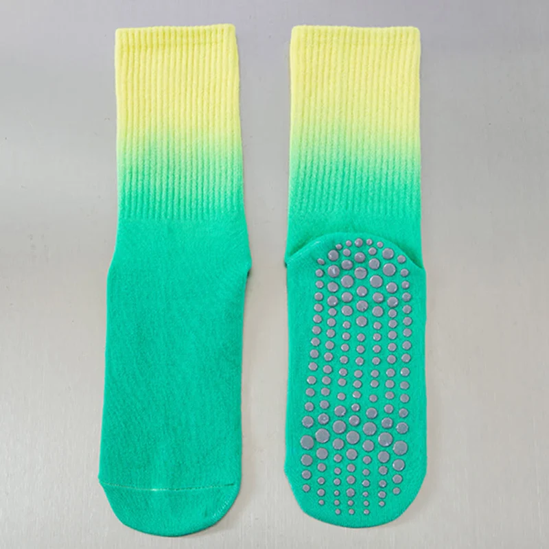 Olivenorma Yoga-Socken für Damen, Crew-Länge, rutschfest, mit Silikonsohle und Farbverlauf
