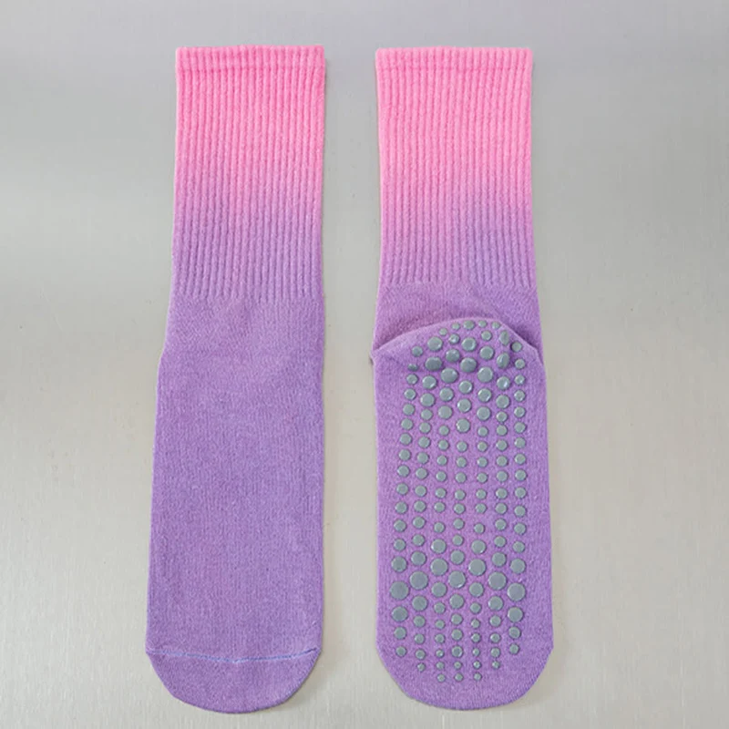 Olivenorma Yoga-Socken für Damen, Crew-Länge, rutschfest, mit Silikonsohle und Farbverlauf