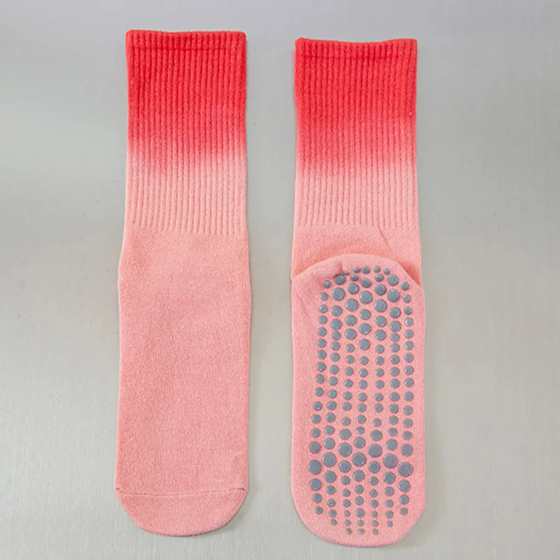 Olivenorma Yoga-Socken für Damen, Crew-Länge, rutschfest, mit Silikonsohle und Farbverlauf