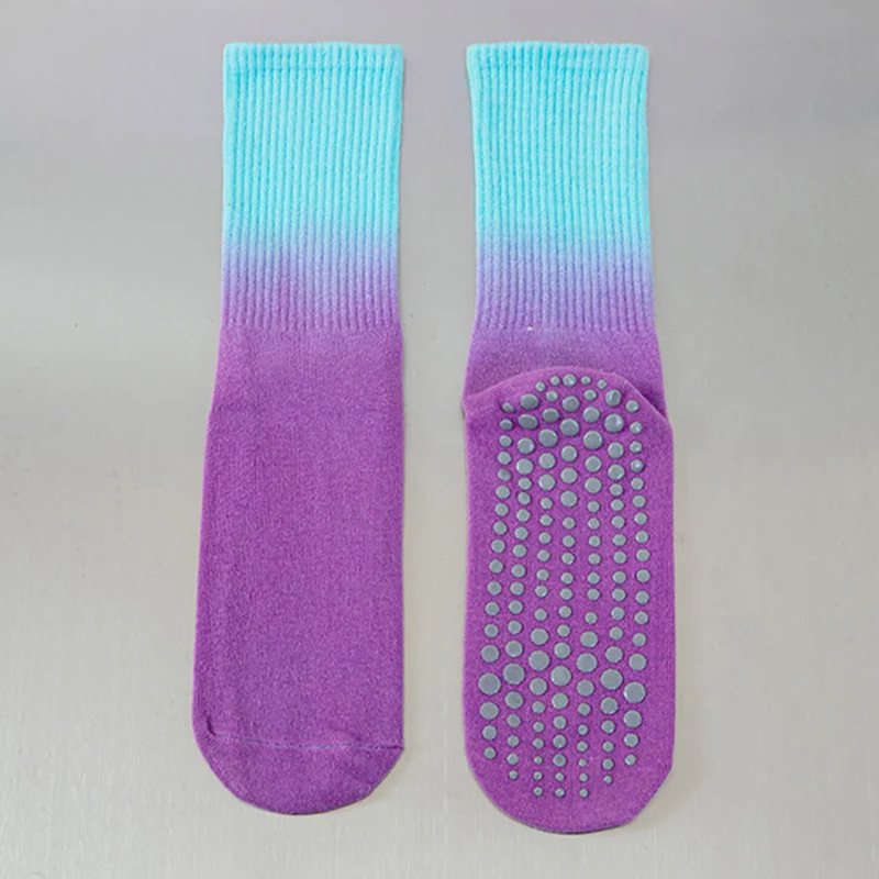 Olivenorma Yoga-Socken für Damen, Crew-Länge, rutschfest, mit Silikonsohle und Farbverlauf