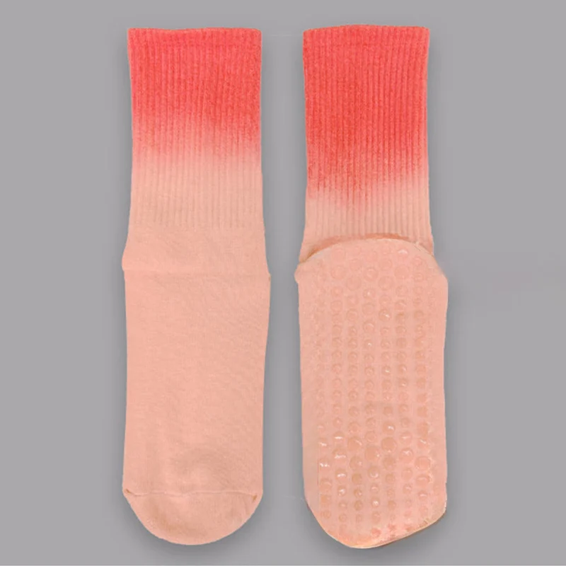 Olivenorma Yoga-Socken für Damen, Crew-Länge, rutschfest, mit Silikonsohle und Farbverlauf