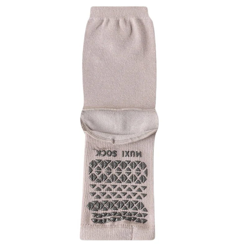 Olivenorma Atmungsaktive, mittelhohe, rutschfeste Socken mit offener Zehen- und Fersenpartie – Yoga-Socken für Damen