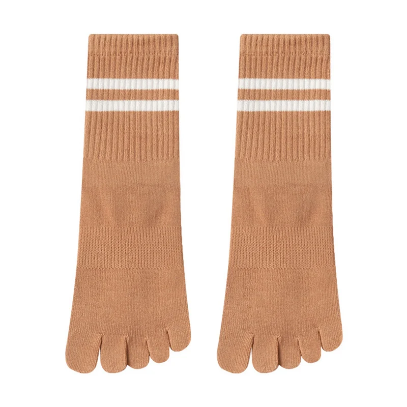 Olivenorma Damen-Yogasocken mit Silikonsohle, rutschfester Sohle, gepolstert, elastisch, gestrickt, Crew-Länge