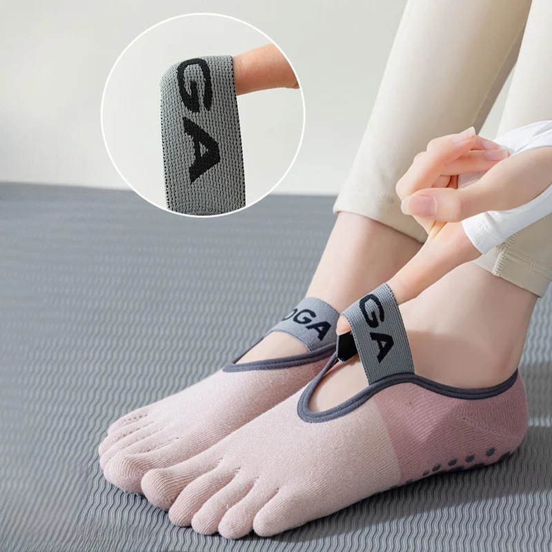 Olivenorma Flache Zehensocken mit fünf Zehen, rutschfest, für Yoga, Pilates & Tanz, Damen-Yogasocken
