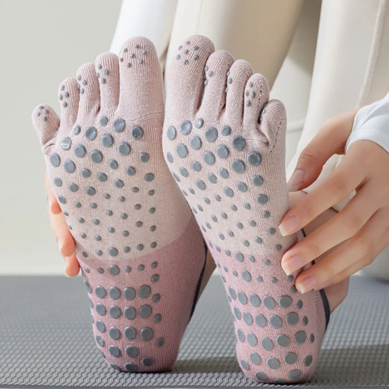 Olivenorma Flache Zehensocken mit fünf Zehen, rutschfest, für Yoga, Pilates & Tanz, Damen-Yogasocken