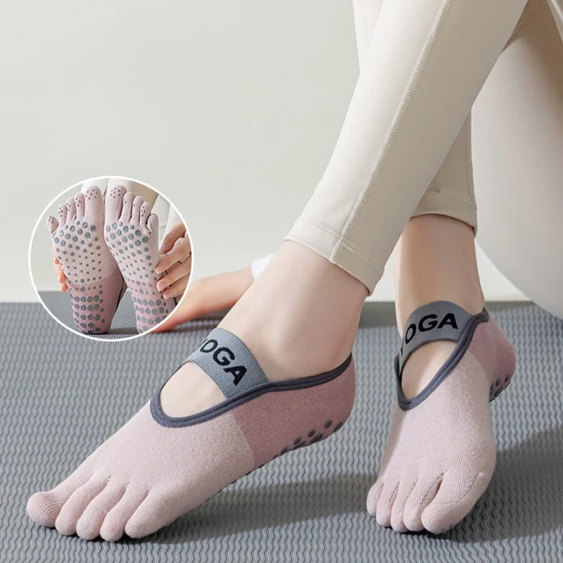 Olivenorma Flache Zehensocken mit fünf Zehen, rutschfest, für Yoga, Pilates & Tanz, Damen-Yogasocken