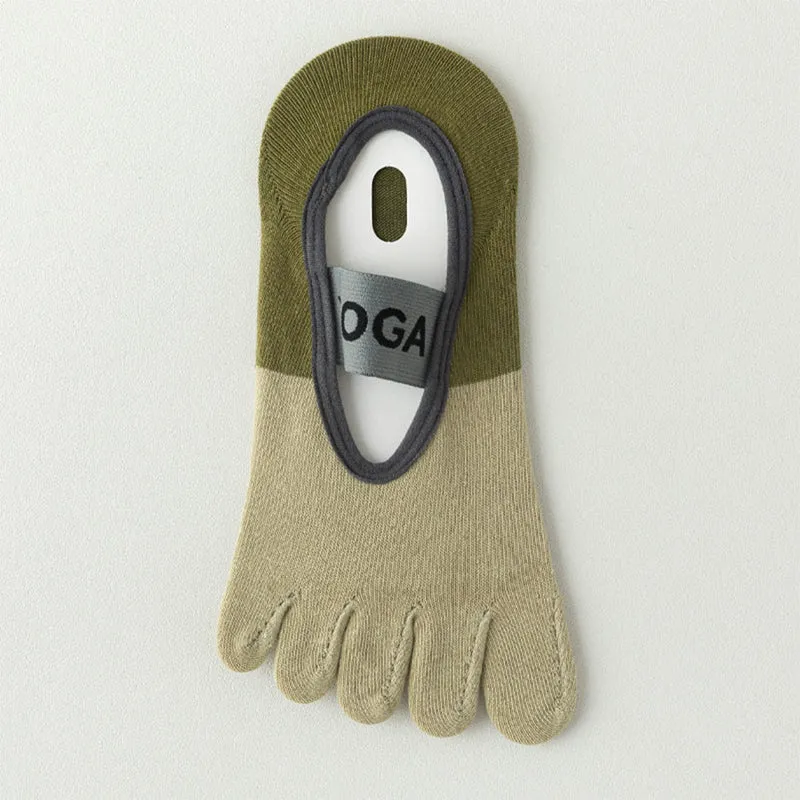 Olivenorma Flache Zehensocken mit fünf Zehen, rutschfest, für Yoga, Pilates & Tanz, Damen-Yogasocken