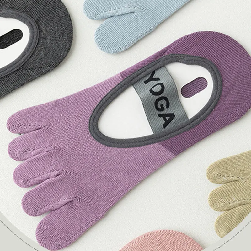 Olivenorma Flache Zehensocken mit fünf Zehen, rutschfest, für Yoga, Pilates & Tanz, Damen-Yogasocken