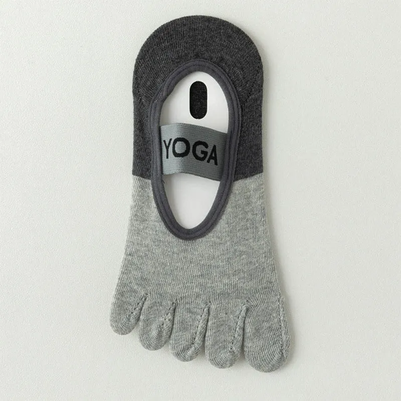 Olivenorma Flache Zehensocken mit fünf Zehen, rutschfest, für Yoga, Pilates & Tanz, Damen-Yogasocken