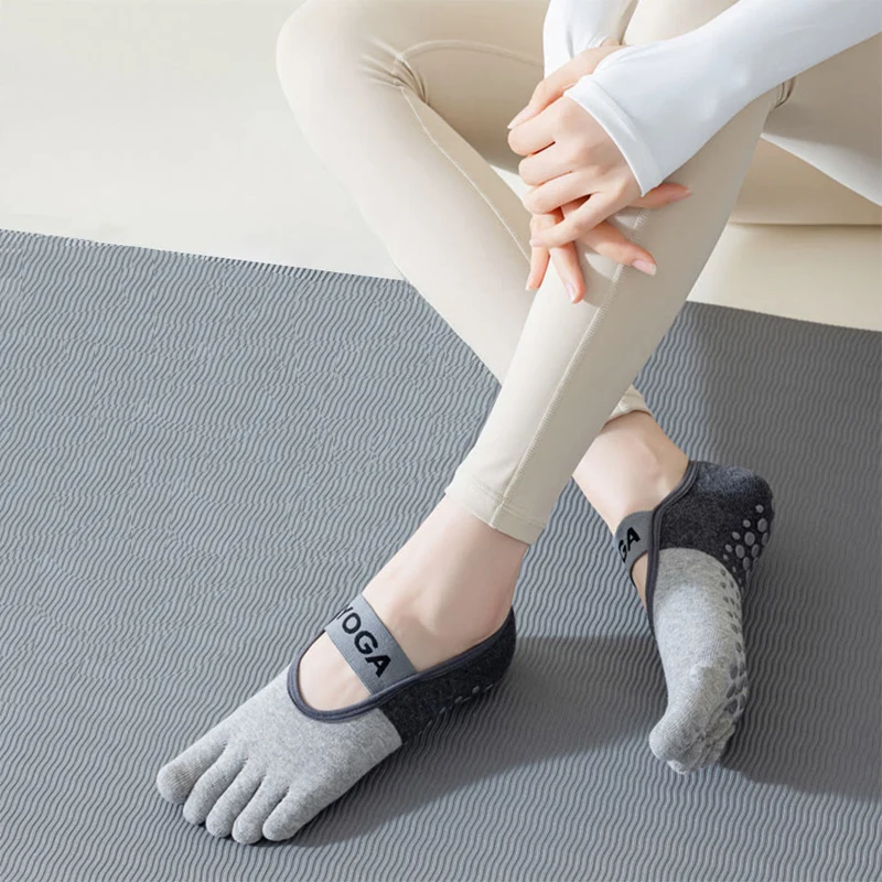 Olivenorma Flache Zehensocken mit fünf Zehen, rutschfest, für Yoga, Pilates & Tanz, Damen-Yogasocken