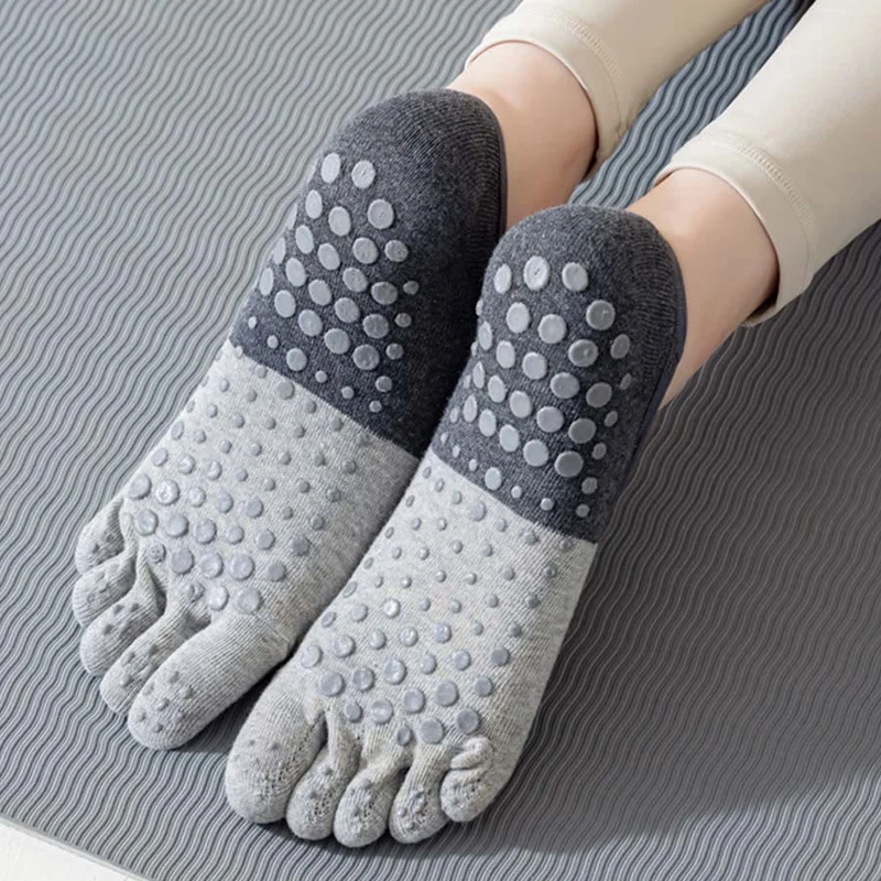 Olivenorma Flache Zehensocken mit fünf Zehen, rutschfest, für Yoga, Pilates & Tanz, Damen-Yogasocken