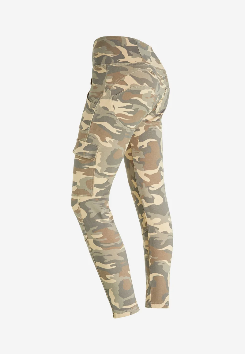 WR.UP Push-Up High Waist Skinny 7/8 Denim Jeans With Cargo Pockets - Mimetic Beige