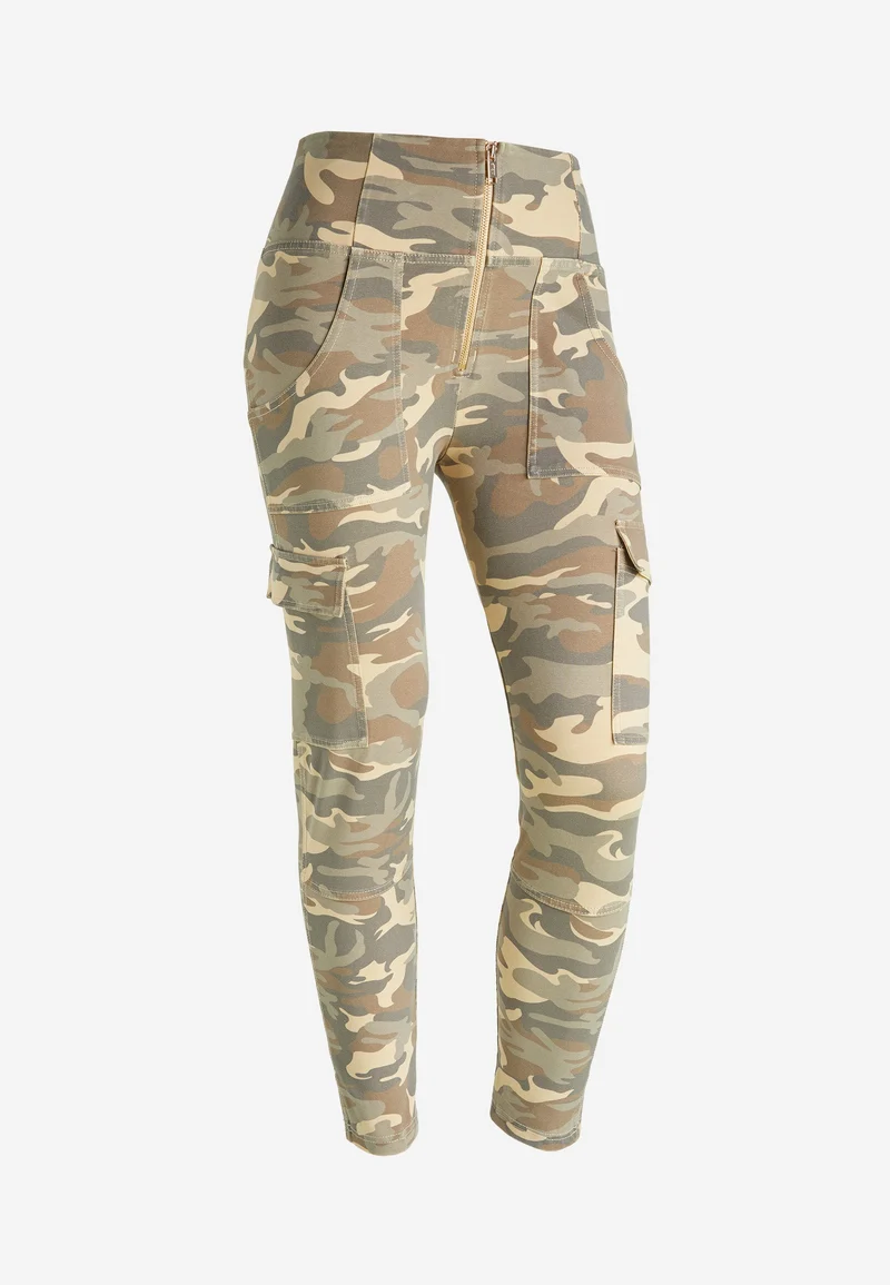 WR.UP Push-Up High Waist Skinny 7/8 Denim Jeans With Cargo Pockets - Mimetic Beige