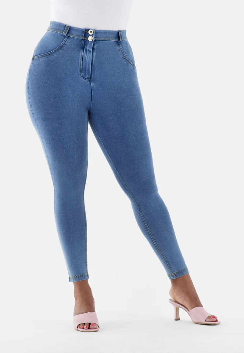 WR.UP Curvy Push-Up Regular Waist Skinny 7/8 Denim Jeans - Denim Light Blue - Yellow Seam