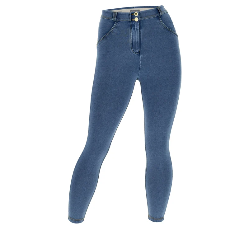 WR.UP Curvy Push-Up Regular Waist Skinny 7/8 Denim Jeans - Denim Light Blue - Yellow Seam