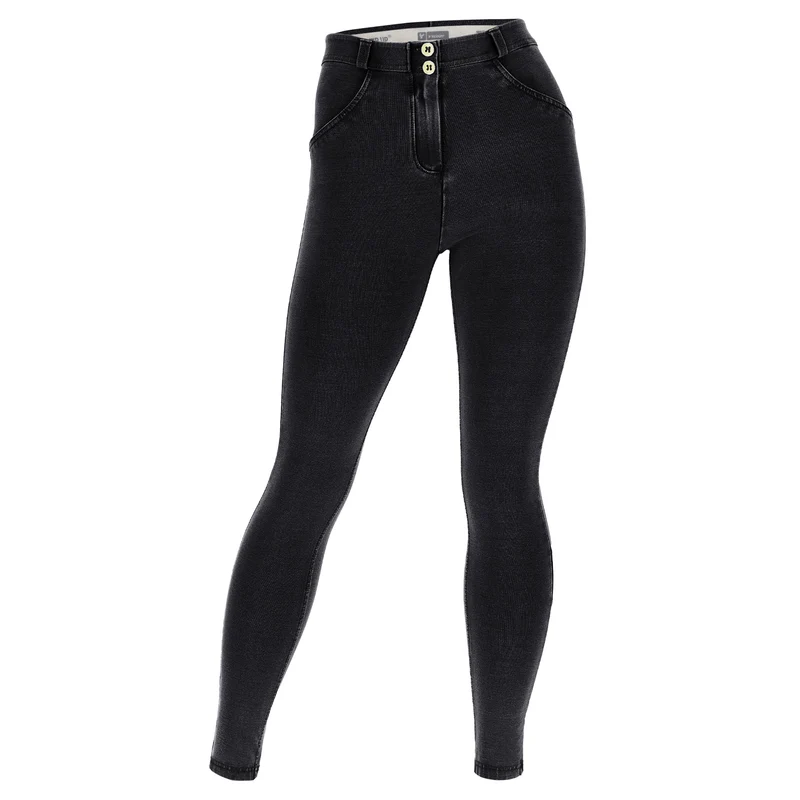 WR.UP Curvy Push-Up Regular Waist Skinny Denim Jeans - Denim Black - Black Seam