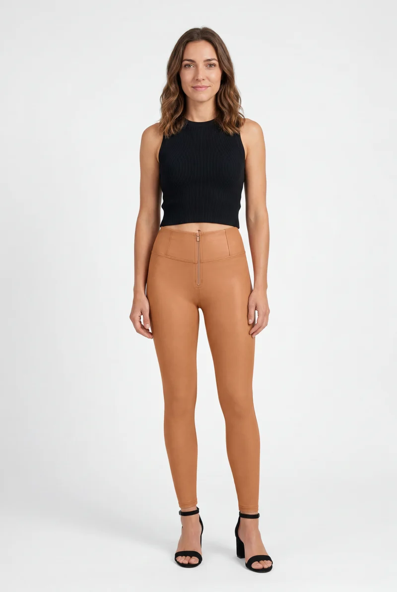 WR.UP Push-Up High Waist Skinny Vegan Leather Pant - Macaroon Brown