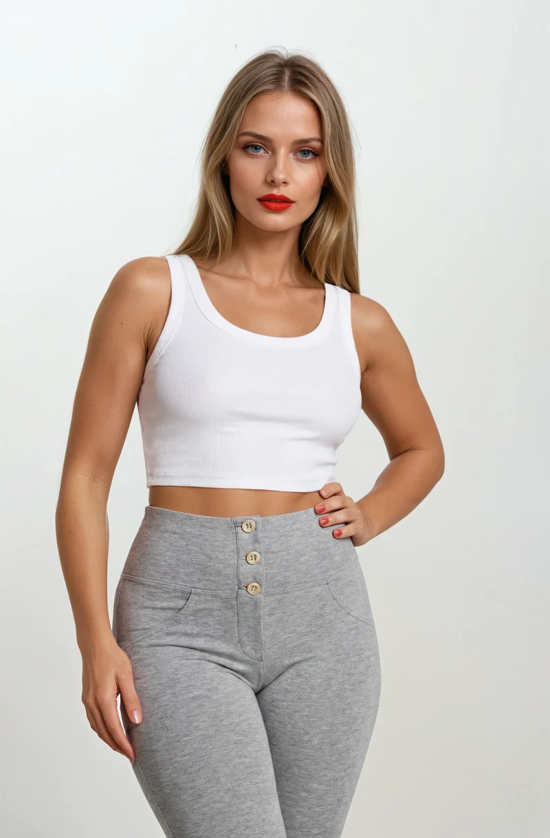 WR.UP Push-Up Button High Waist Skinny Pants - Medium Mélange Gray