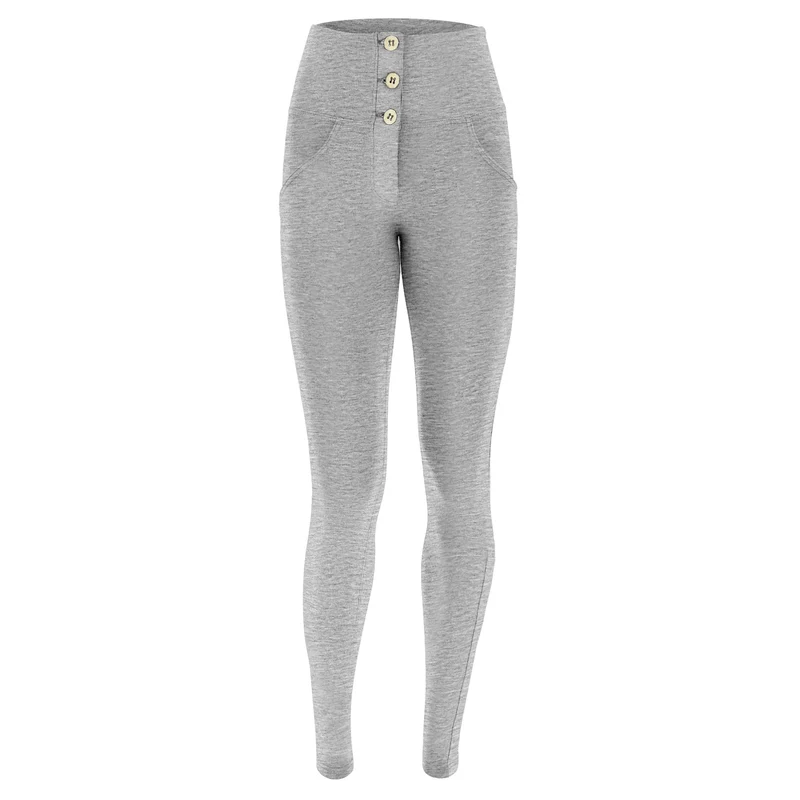 WR.UP Push-Up Button High Waist Skinny Pants - Medium Mélange Gray