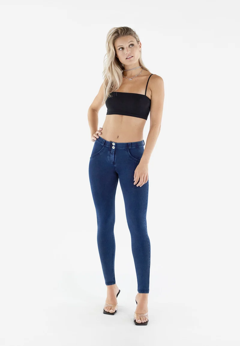 WR.UP Push-Up Regular Waist Skinny Denim Jeans - Denim Dark Blue - Blue Seam