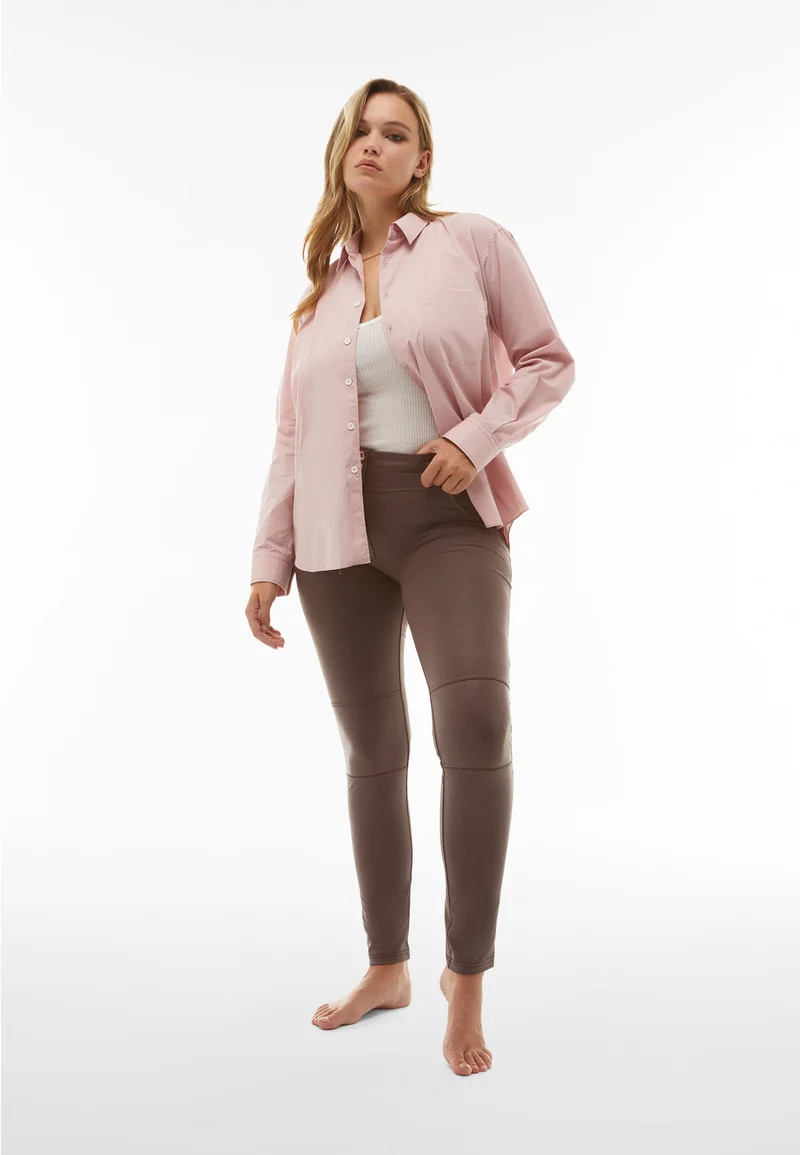 WR.UP Push-Up High Waist Skinny Vegan Leather Pant Python Style - French Roast Brown