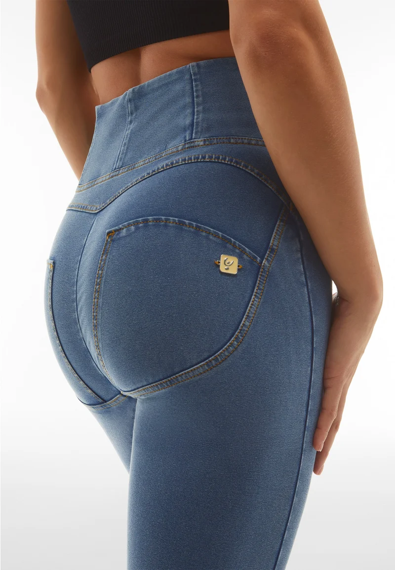 WR.UP Curvy Push-Up High Waist Skinny Denim Jeans - Denim Light Blue - Yellow Seam