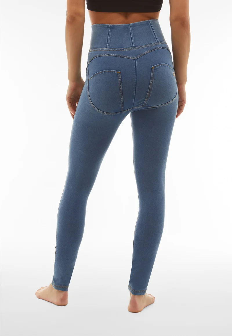 WR.UP Curvy Push-Up High Waist Skinny Denim Jeans - Denim Light Blue - Yellow Seam