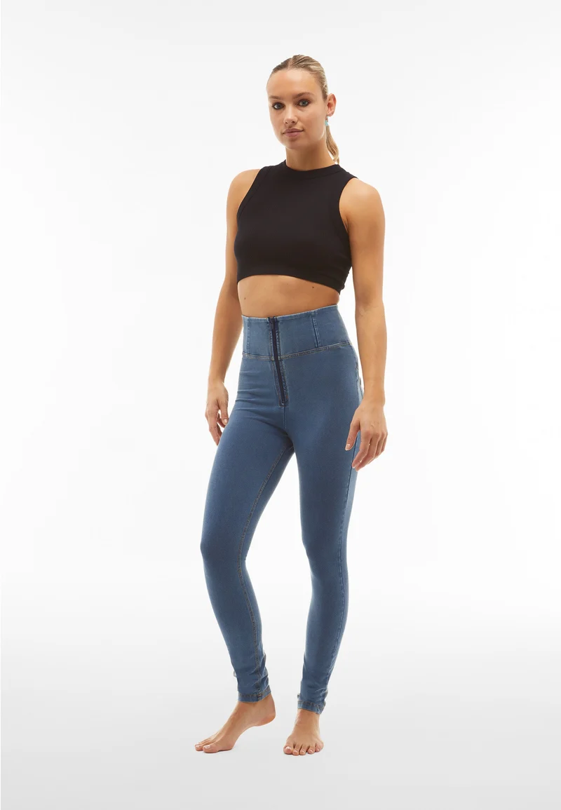 WR.UP Curvy Push-Up High Waist Skinny Denim Jeans - Denim Light Blue - Yellow Seam