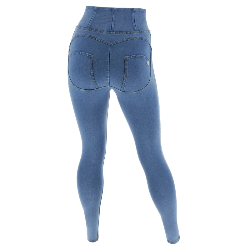 WR.UP Curvy Push-Up High Waist Skinny Denim Jeans - Denim Light Blue - Yellow Seam