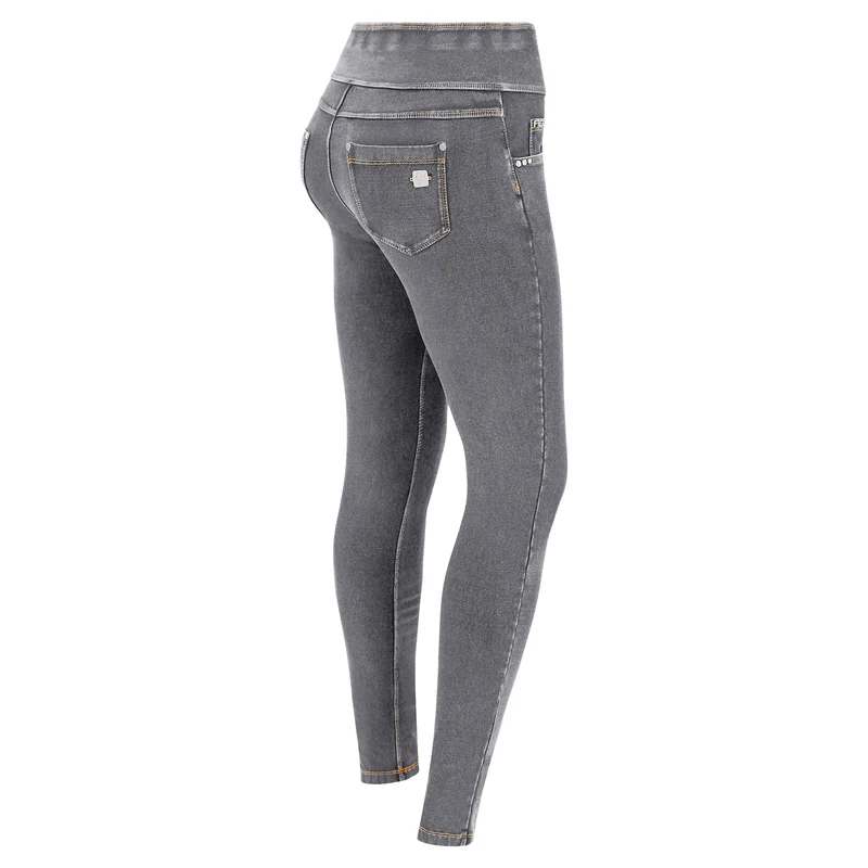 N.O.W. Comfort High Waist Skinny Denim Jeans - Denim Gray - Yellow Seam