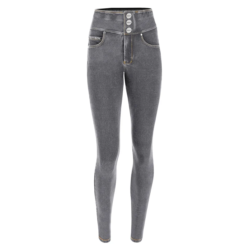 N.O.W. Comfort High Waist Skinny Denim Jeans - Denim Gray - Yellow Seam