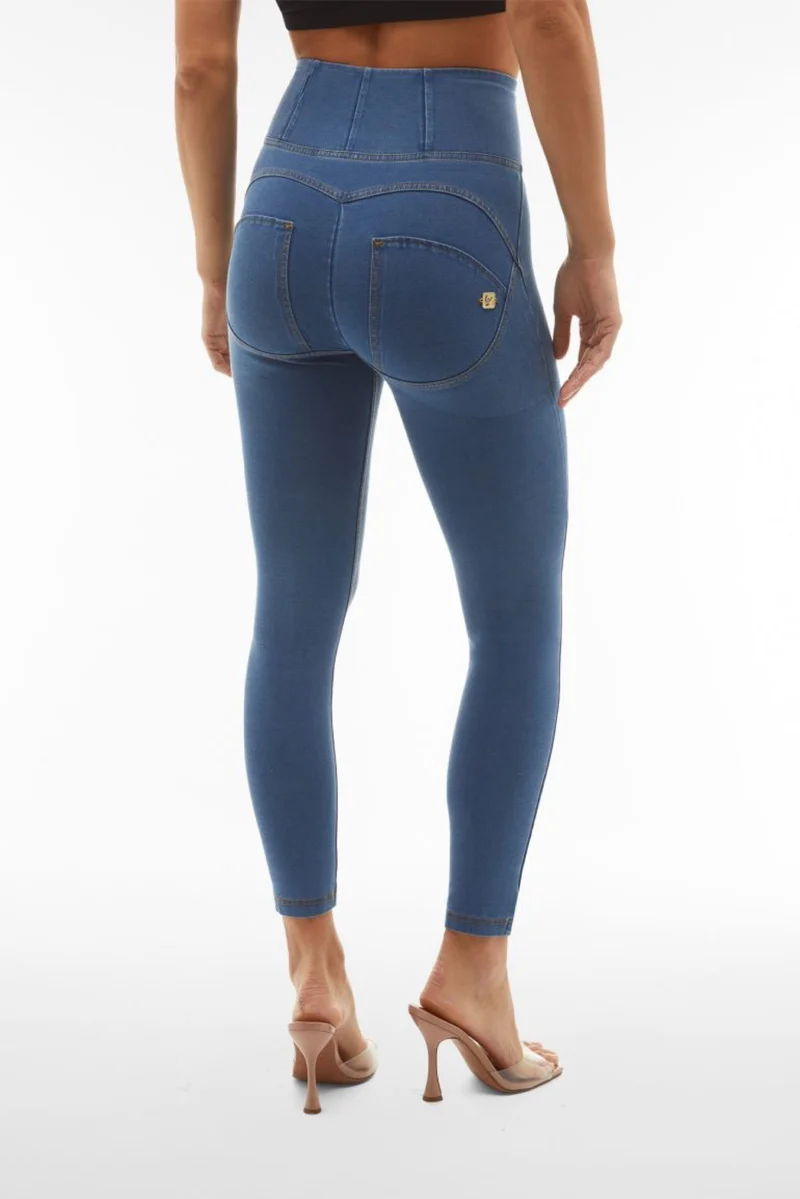 WR.UP Push-Up High Waist Skinny 7/8 Denim Jeans - Denim Light Blue - Yellow Seam