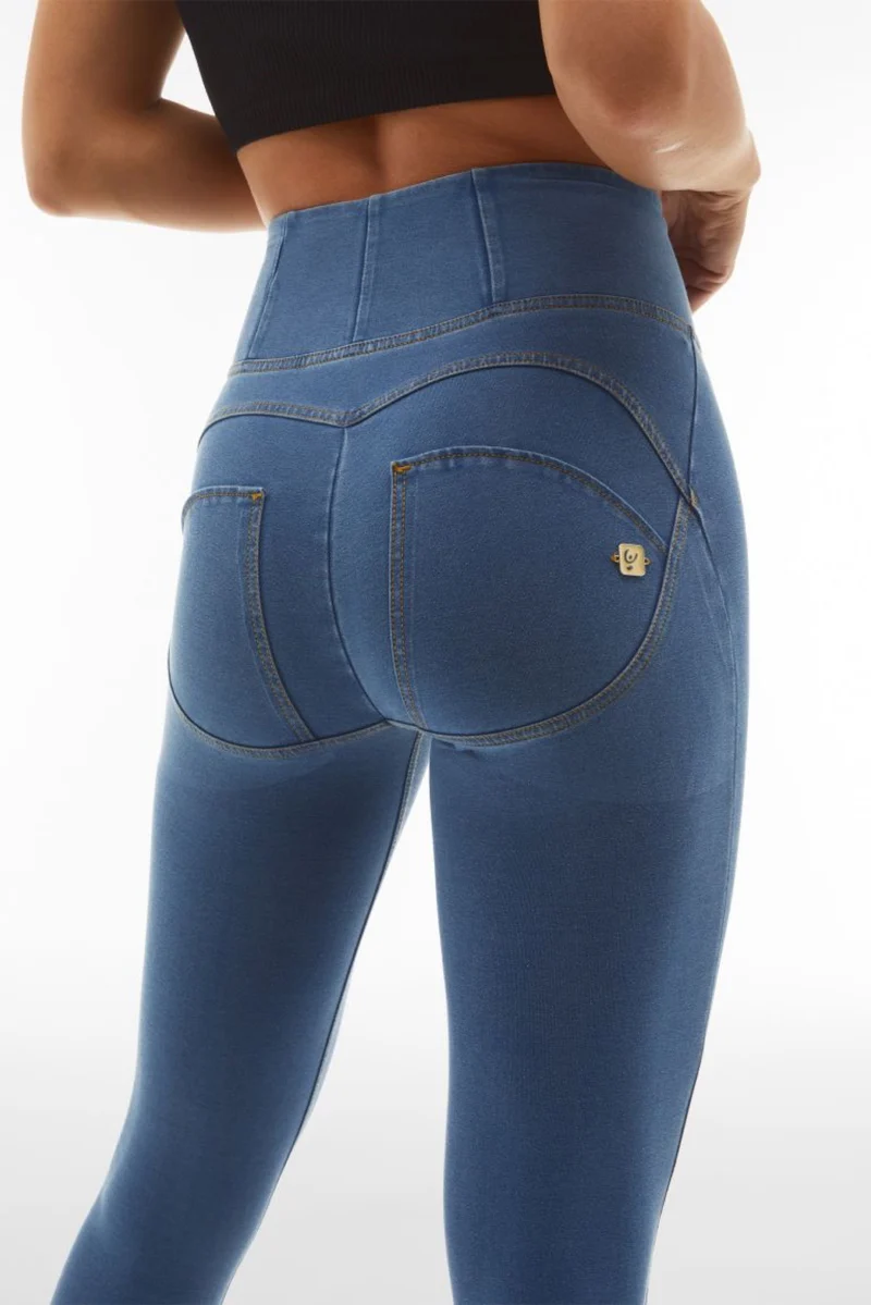 WR.UP Push-Up High Waist Skinny 7/8 Denim Jeans - Denim Light Blue - Yellow Seam