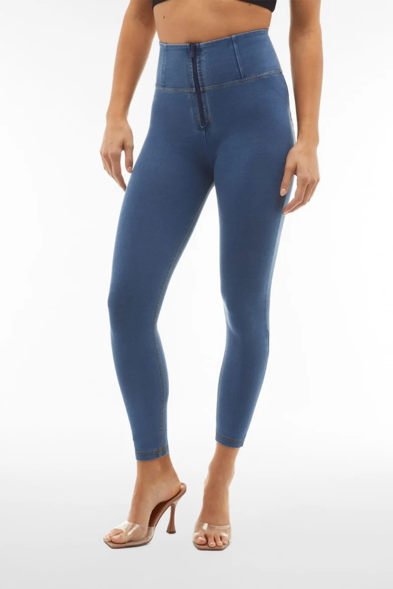 WR.UP Push-Up High Waist Skinny 7/8 Denim Jeans - Denim Light Blue - Yellow Seam