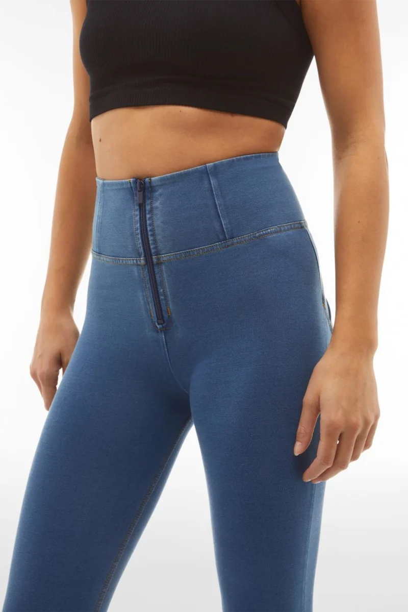 WR.UP Push-Up High Waist Skinny 7/8 Denim Jeans - Denim Light Blue - Yellow Seam