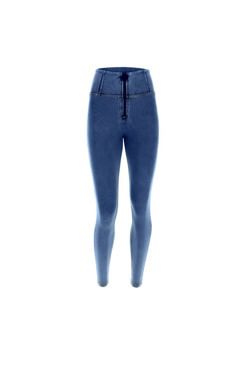 WR.UP Push-Up High Waist Skinny 7/8 Denim Jeans - Denim Light Blue - Yellow Seam