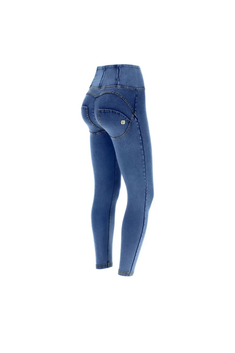 WR.UP Push-Up High Waist Skinny 7/8 Denim Jeans - Denim Light Blue - Yellow Seam
